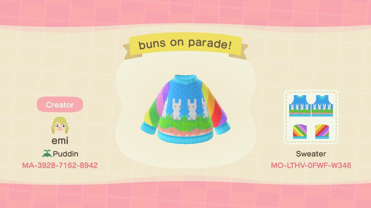 Animal Crossing Design Code: MO-LTHV-0FWF-W346 Buns on Parade