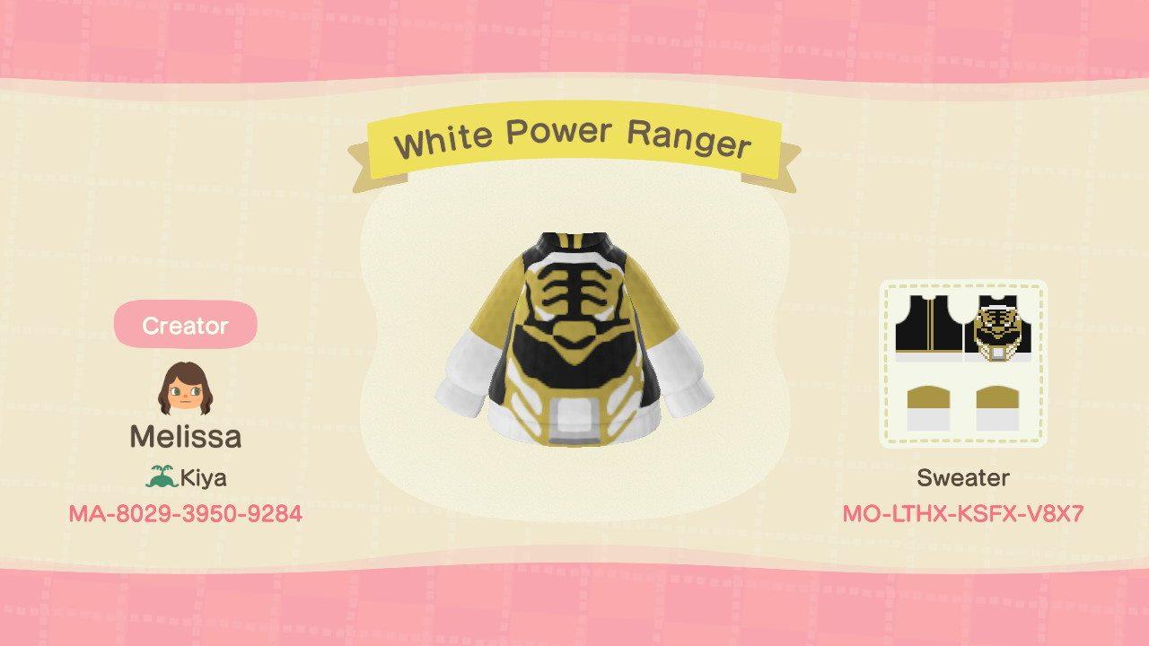 Animal Crossing Design Code: MO-LTHX-KSFX-V8X7 White Power Ranger