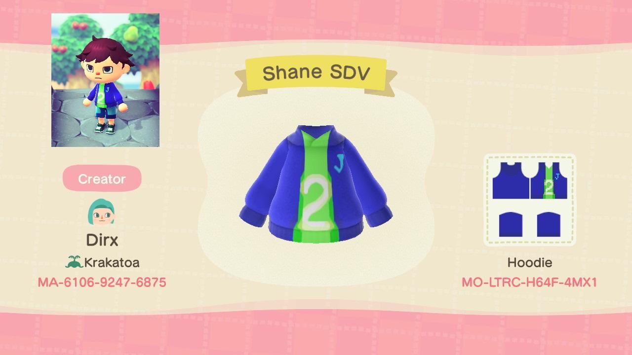 Animal Crossing Design Code: MO-LTRC-H64F-4MX1 Shane Stardew Valley