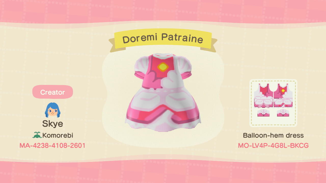 Animal Crossing Design Code: MO-LV4P-4G8L-BKCG Doremi Patraine
