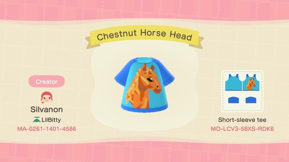 Animal Crossing Design Code: MO-LVC3-58XS-RDK6 Chestnut Horse Head