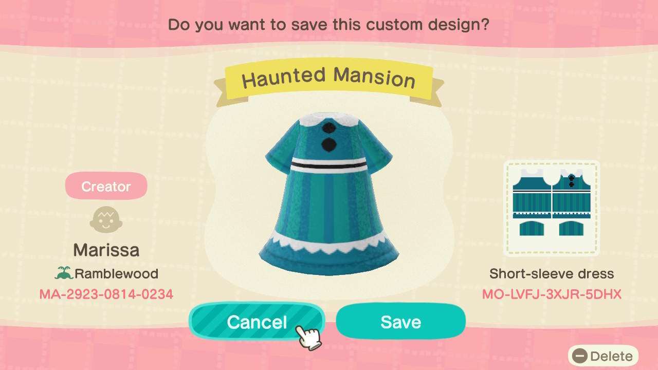 Animal Crossing Design Code: MO-LVFJ-3XJR-5DHX Haunted Mansion