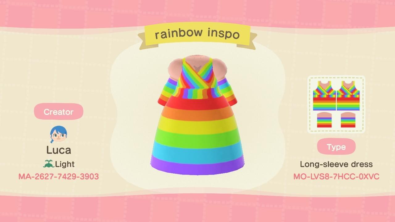 Animal Crossing Design Code: MO-LVS8-7HCC-0XVC Rainbow Inspo