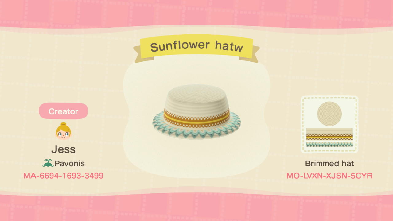 Animal Crossing Design Code: MO-LVXN-XJSN-5CYR Summer sunflower whi