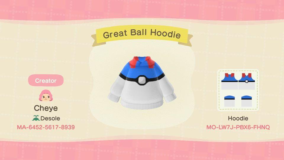 Animal Crossing Design Code: MO-LW7J-PBX6-FHNQ Great Ball Hoodie