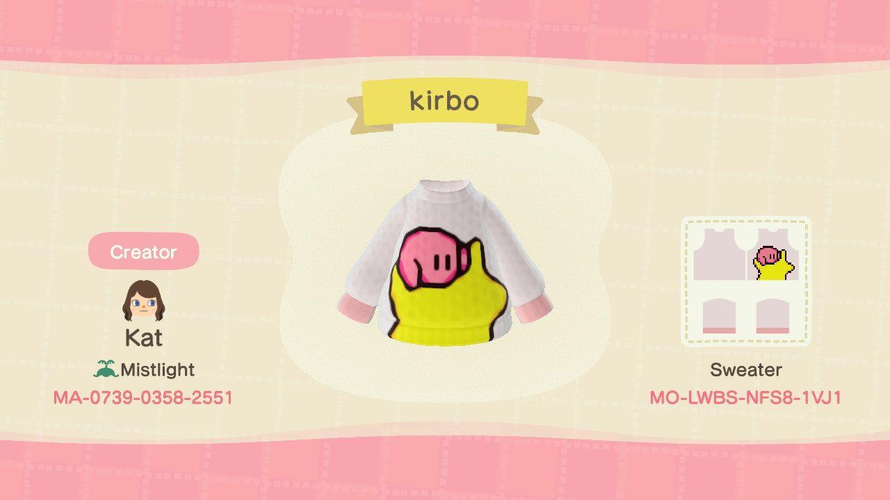 Animal Crossing Design Code: MO-LWBS-NFS8-1VJ1 kirbo