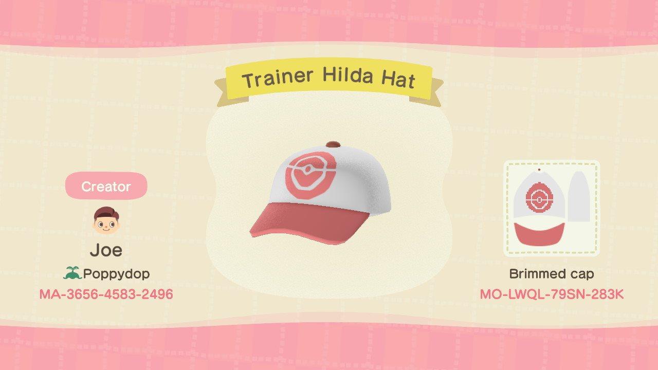 Animal Crossing Design Code: MO-LWQL-79SN-283K Trainer Hilda Hat