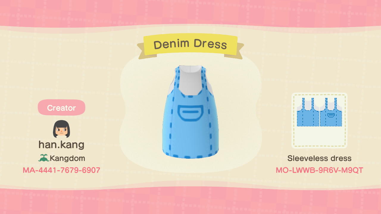 Animal Crossing Design Code: MO-LWWB-9R6V-M9QT Denim Dress