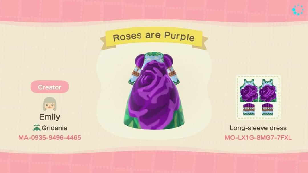Animal Crossing Design Code: MO-LX1G-8MG7-7FXL Roses Are Purple