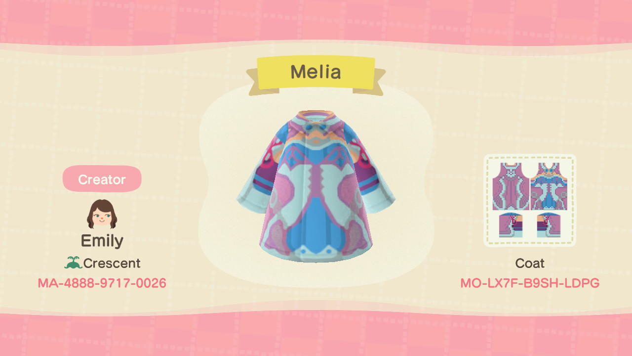Animal Crossing Design Code: MO-LX7F-B9SH-LDPG Melia