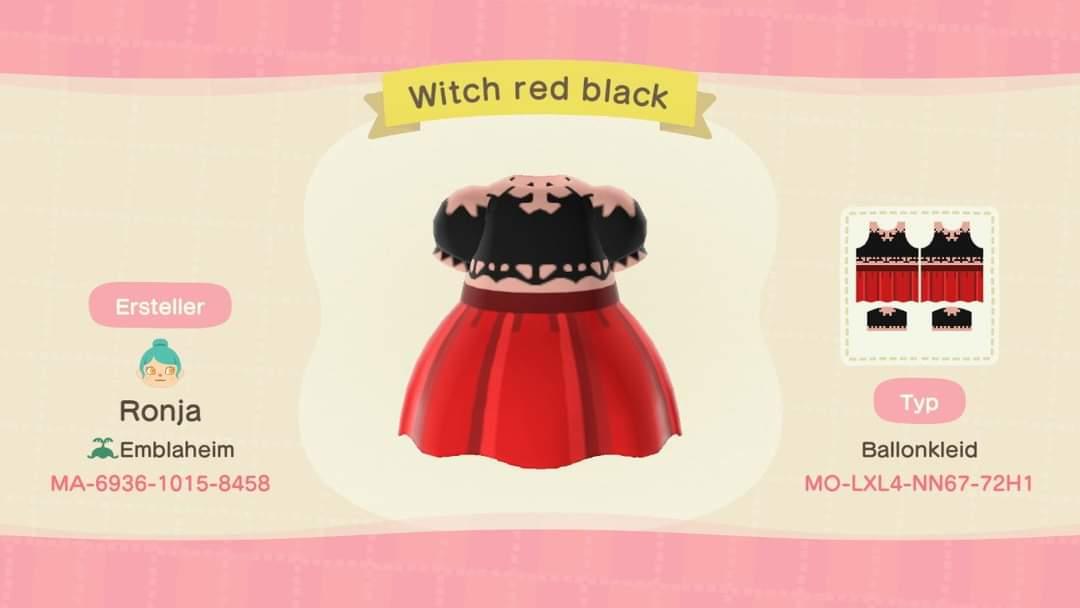 Animal Crossing Design Code: MO-LXL4-NN67-72H1 Witch red black