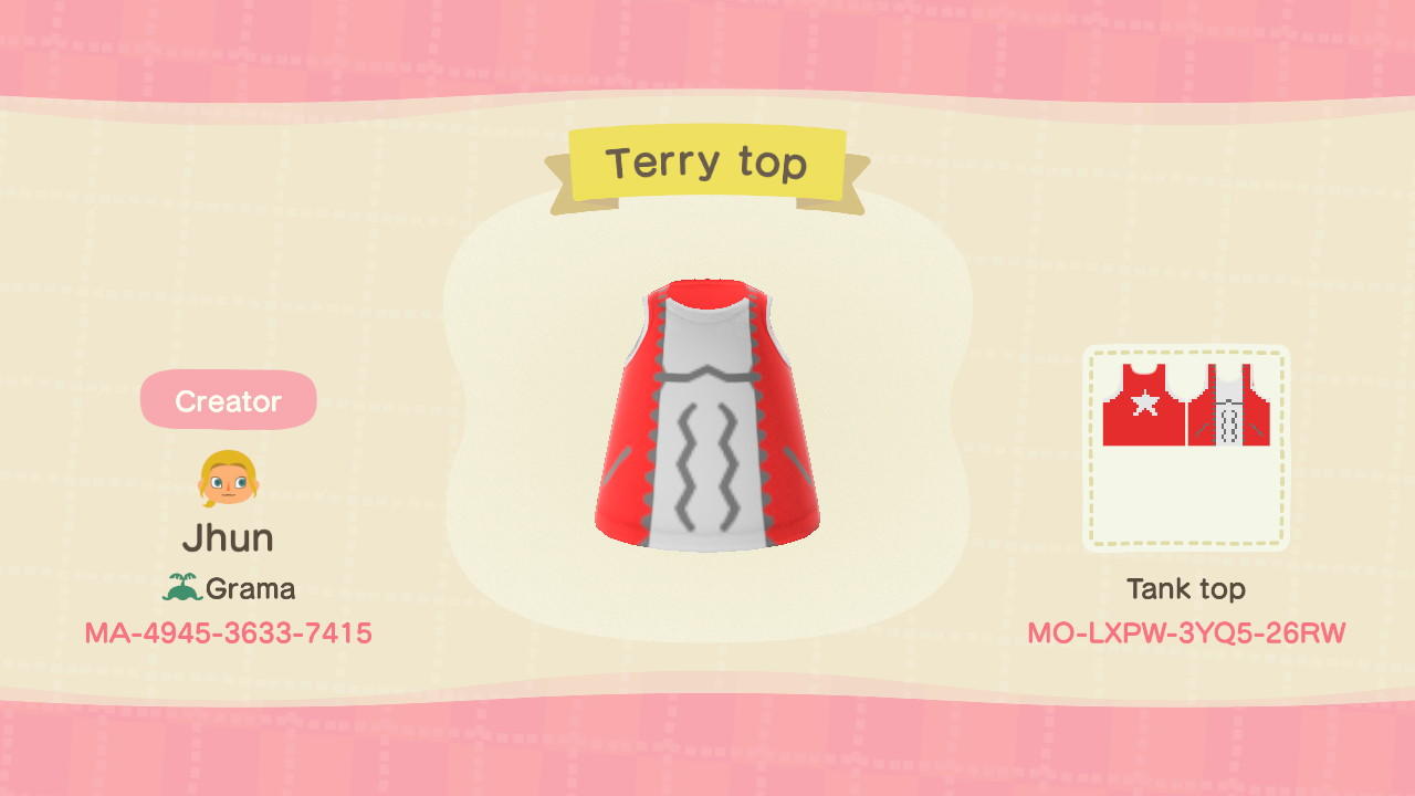 Animal Crossing Design Code: MO-LXPW-3YQ5-26RW Terry Bogard Shirt