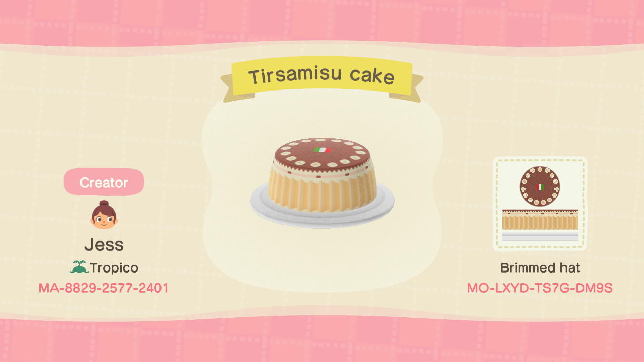Animal Crossing Design Code: MO-LXYD-TS7G-DM9S Tiramisu  Cake