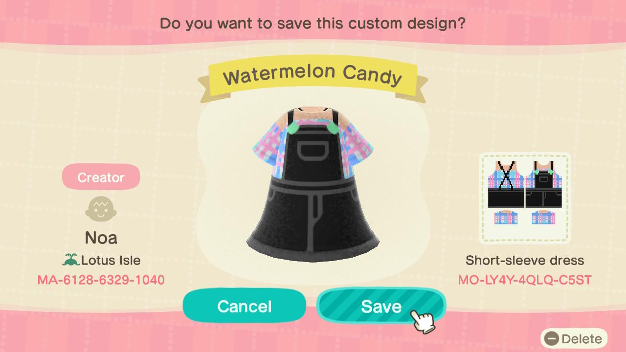 Animal Crossing Design Code: MO-LY4Y-4QLQ-C5ST Watermelon Candy