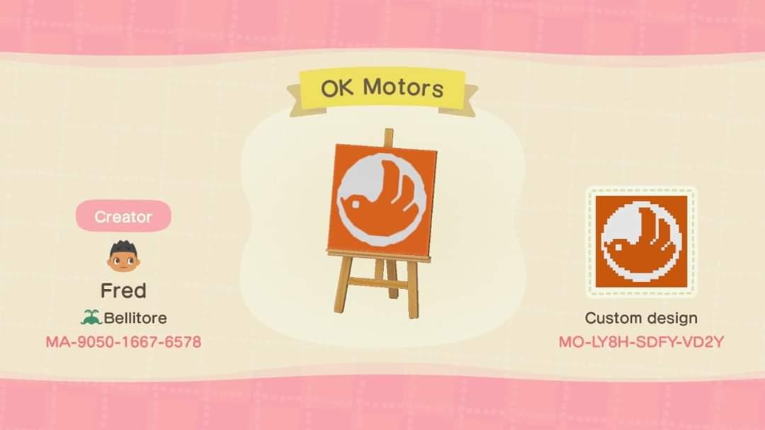 Animal Crossing Design Code: MO-LY8H-SDFY-VD2Y Custom gas pump logo