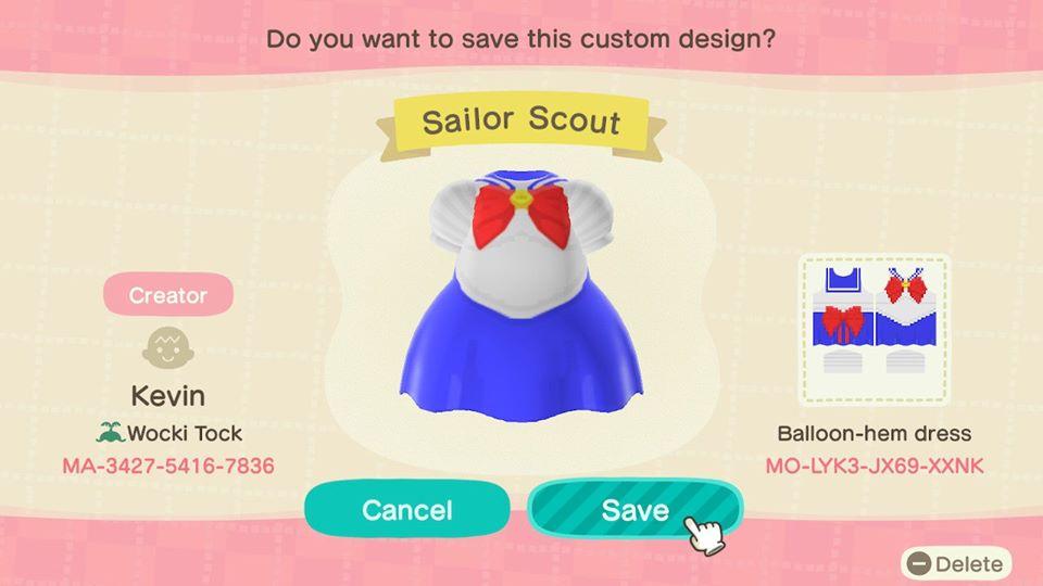 Animal Crossing Design Code: MO-LYK3-JX69-XXNK Sailor Scout