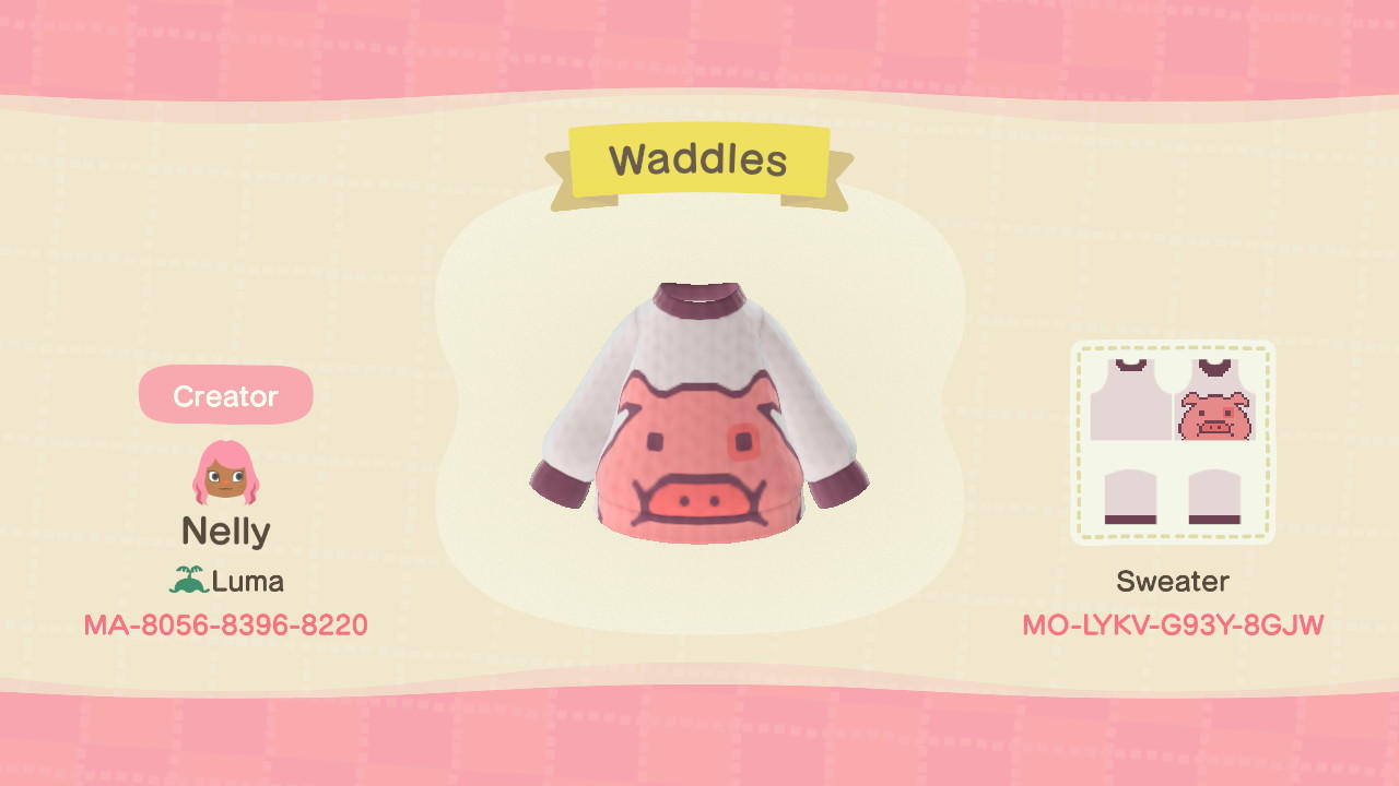 Animal Crossing Design Code: MO-LYKV-G93Y-8GJW Waddles