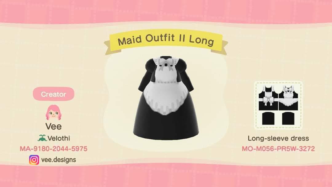Animal Crossing Design Code: MO-M056-PR5W-3272 Maid Outfit II Long