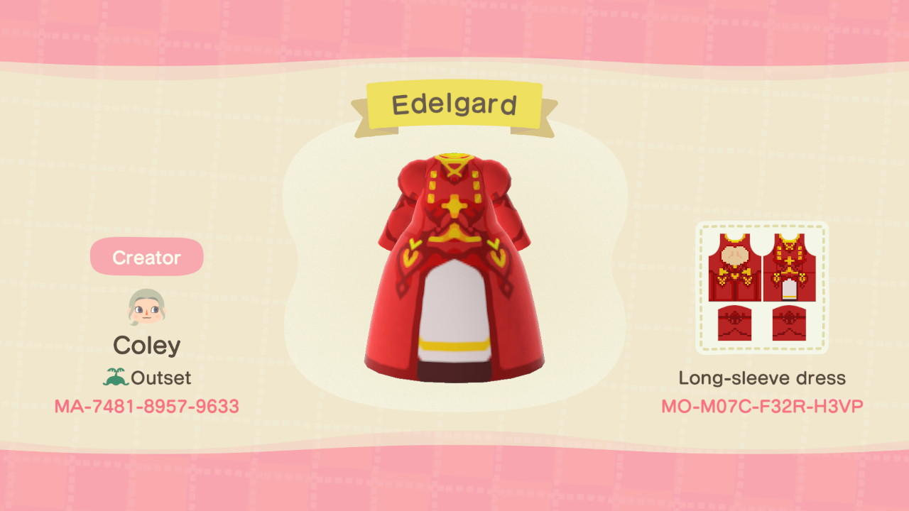 Animal Crossing Design Code: MO-M07C-F32R-H3VP Edelgard