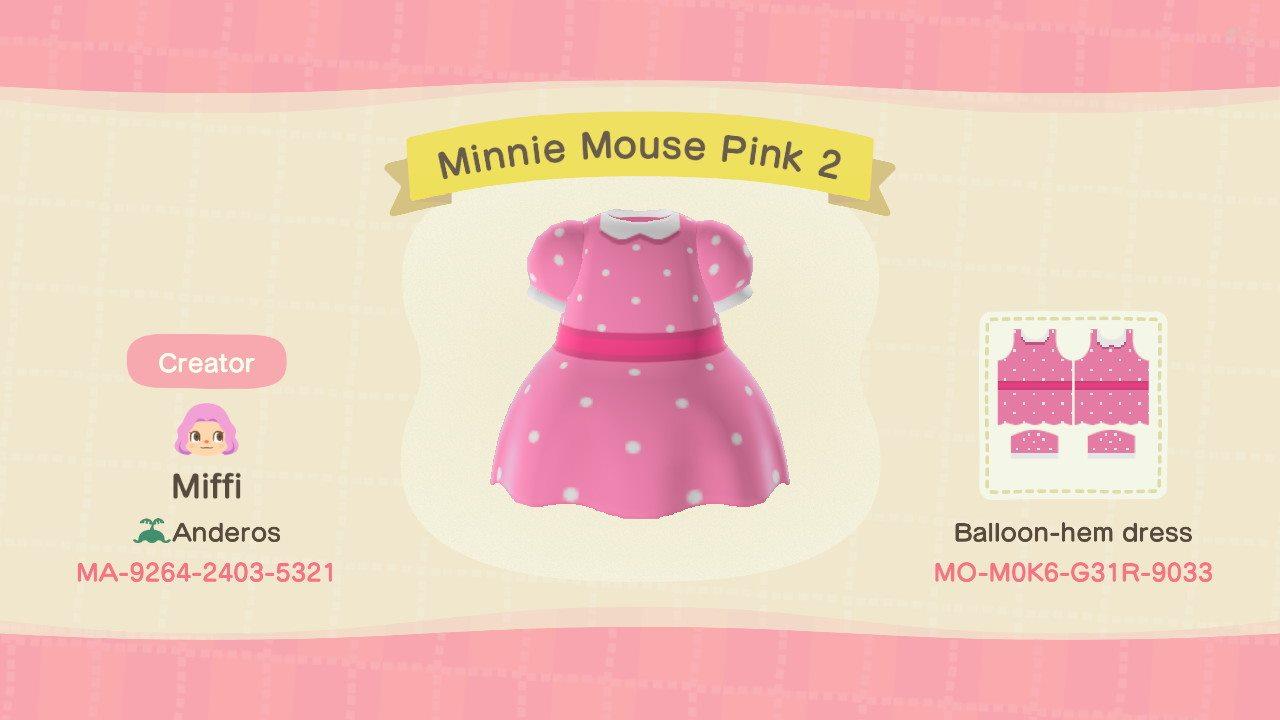 Animal Crossing Design Code: MO-M0K6-G31R-9033 Minnie Mouse Pink 2