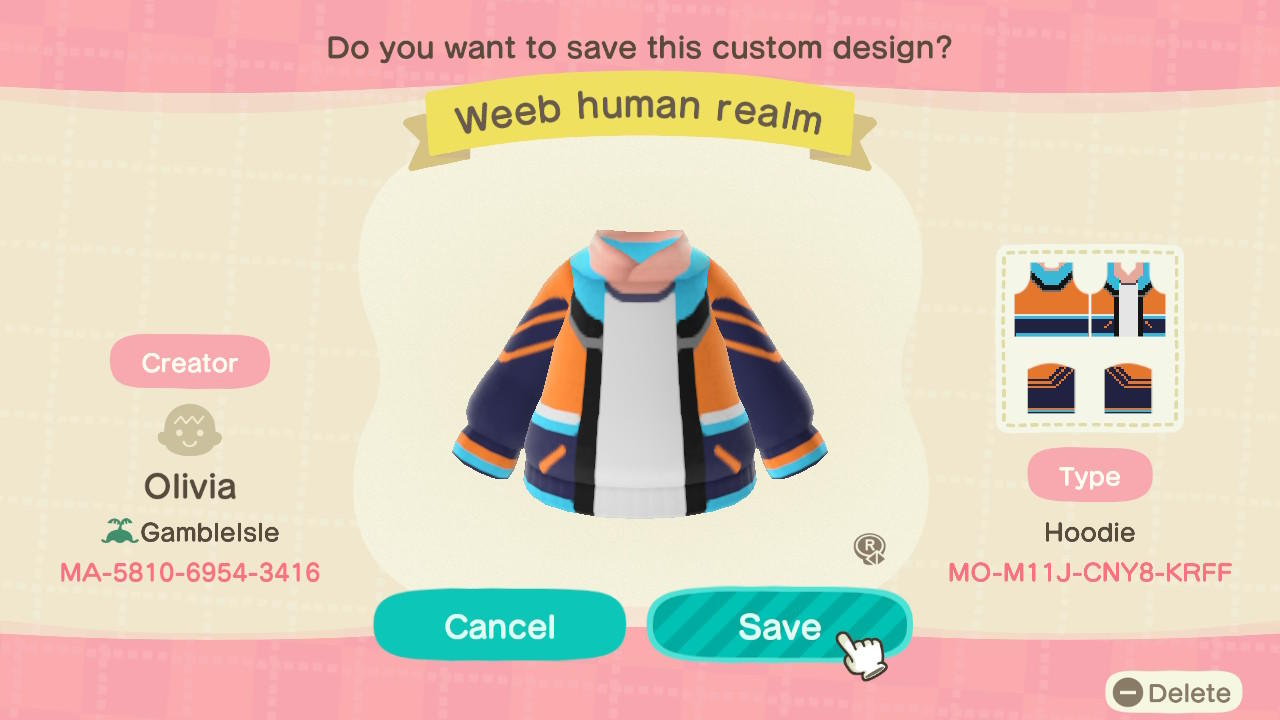 Animal Crossing Design Code: MO-M11J-CNY8-KRFF Weeb human realm