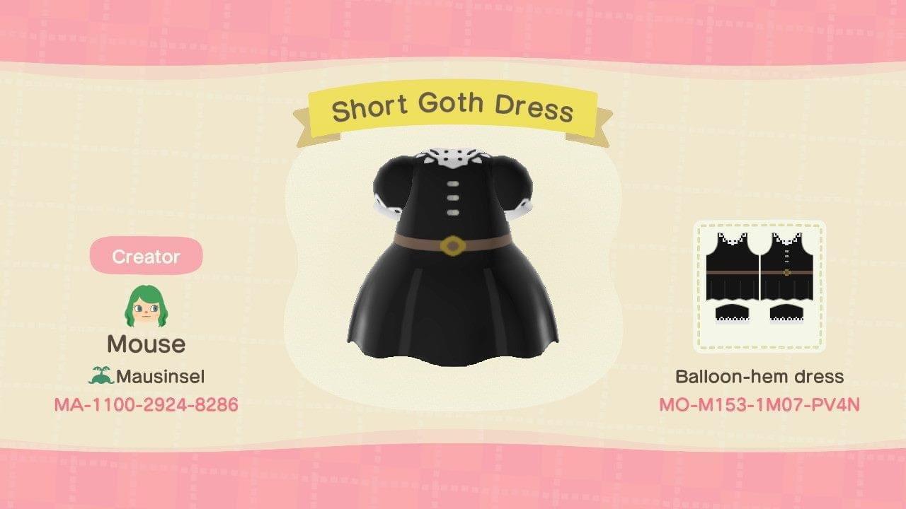 Animal Crossing Design Code: MO-M153-1M07-PV4N Short Goth Dress