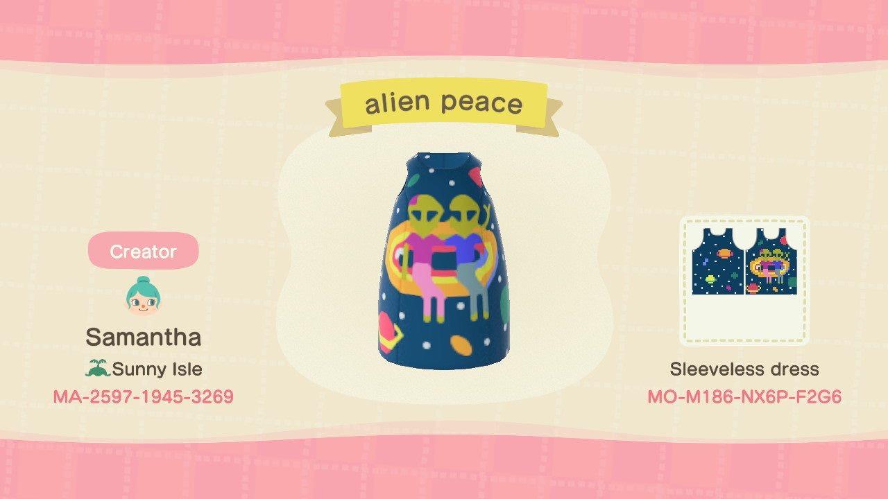Animal Crossing Design Code: MO-M186-NX6P-F2G6 alien peace