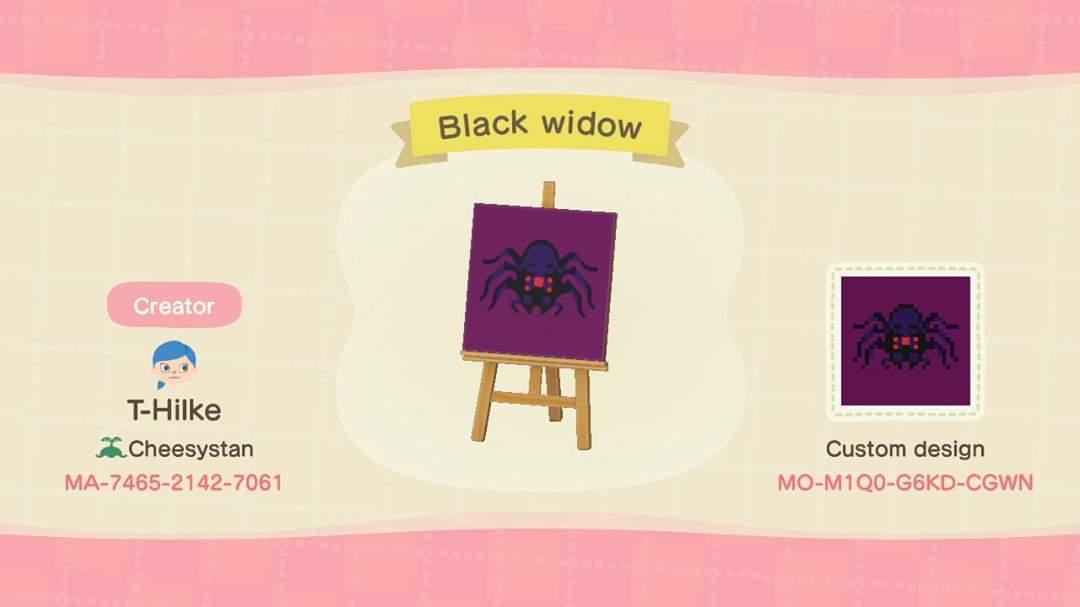 Animal Crossing Design Code: MO-M1Q0-G6KD-CGWN Black Widow