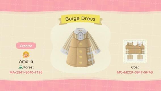 Animal Crossing Design Code: MO-M2CP-3947-5H7G Beige Dress