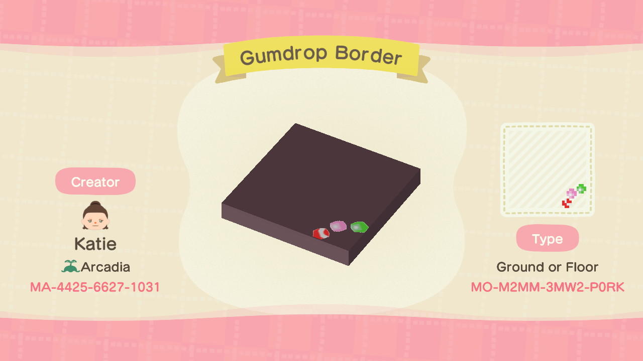 Animal Crossing Design Code: MO-M2MM-3MW2-P0RK Gumdrop Border