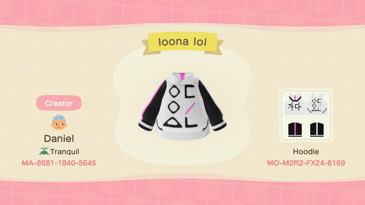 Animal Crossing Design Code: MO-M2R2-FX24-6169 LOONA Sweatshirt