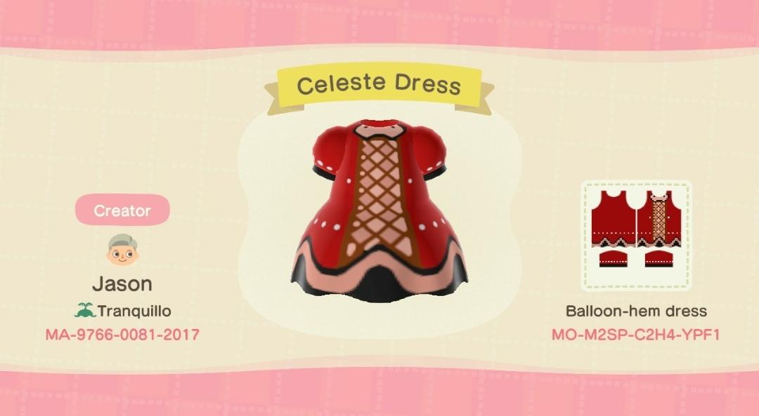 Animal Crossing Design Code: MO-M2SP-C2H4-YPF1 Celeste Dress