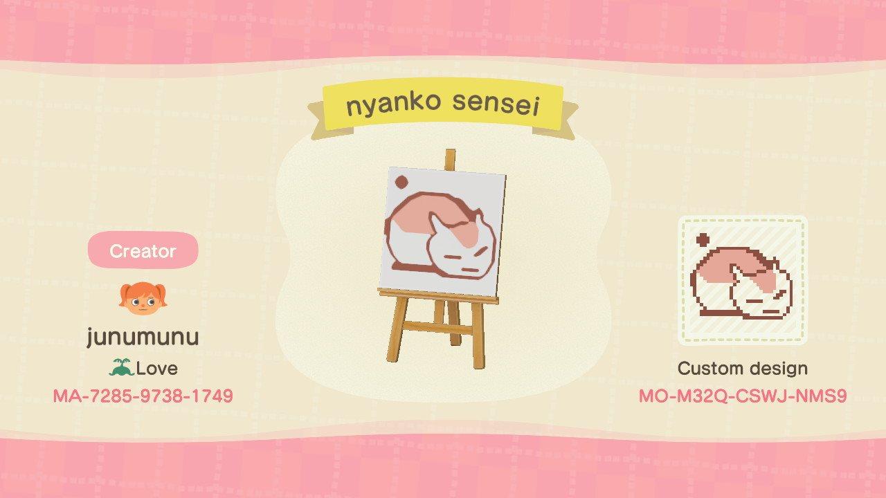 Animal Crossing Design Code: MO-M32Q-CSWJ-NMS9 nyanko sensei