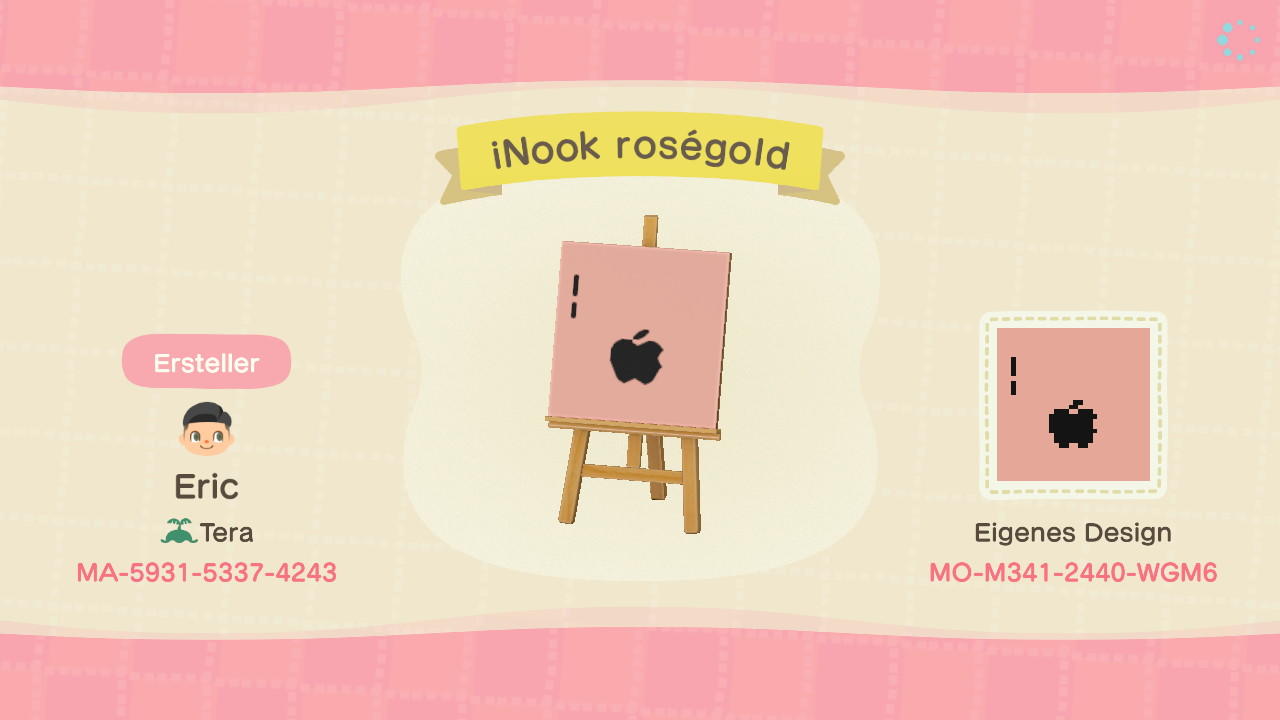 Animal Crossing Design Code: MO-M341-2440-WGM6 iNook - Roségold