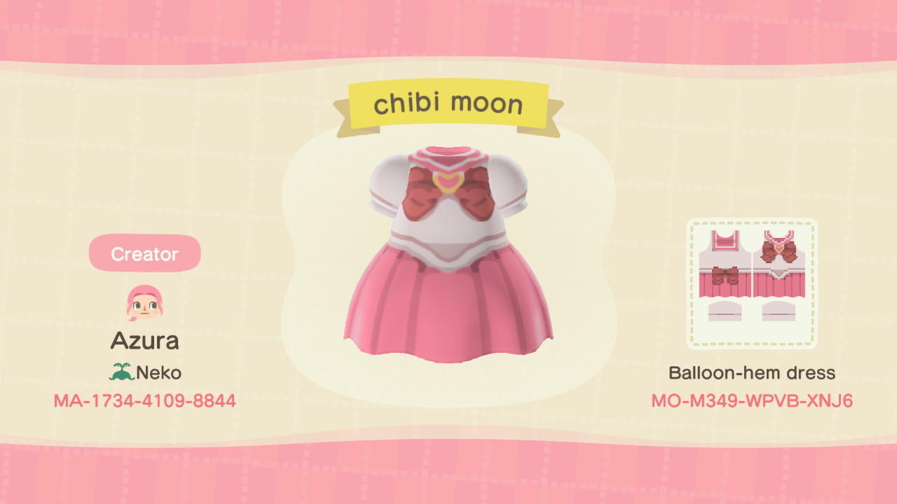 Animal Crossing Design Code: MO-M349-WPVB-XNJ6 Sailor Chibi Moon