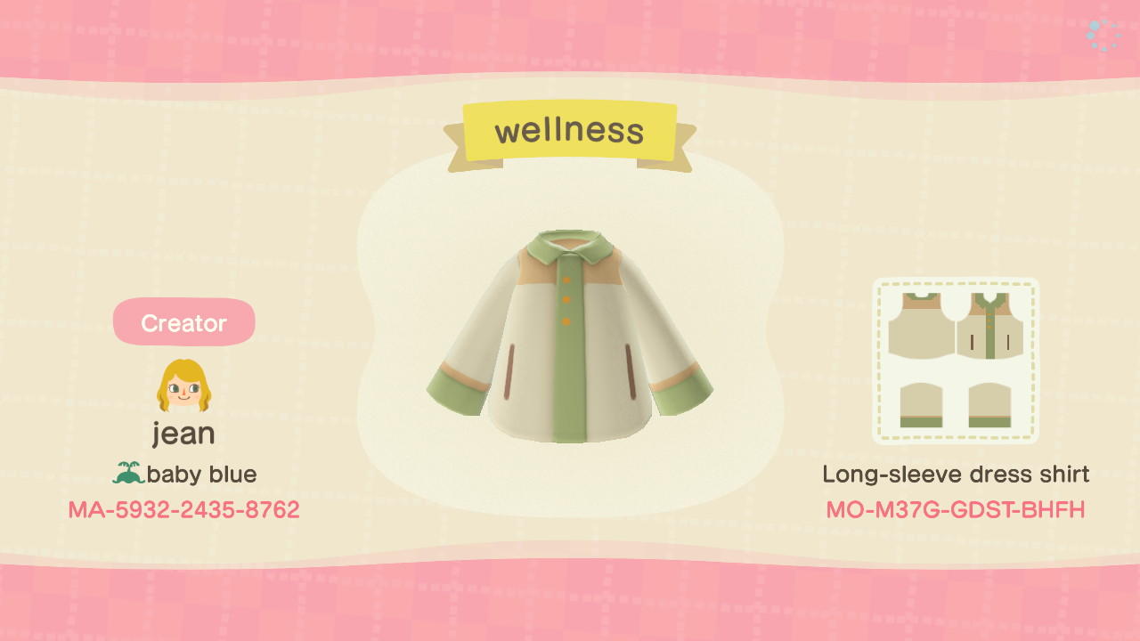 Animal Crossing Design Code: MO-M37G-GDST-BHFH Outdoor Jacket
