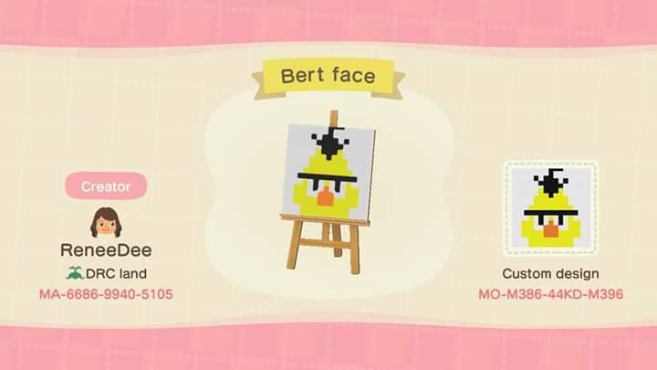 Animal Crossing Design Code: MO-M386-44KD-M396 Bert face