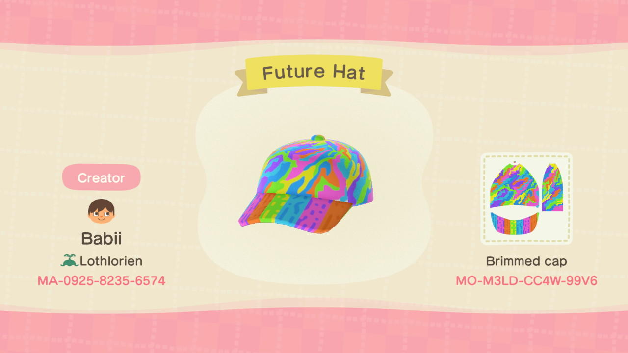 Animal Crossing Design Code: MO-M3LD-CC4W-99V6 Future Hat