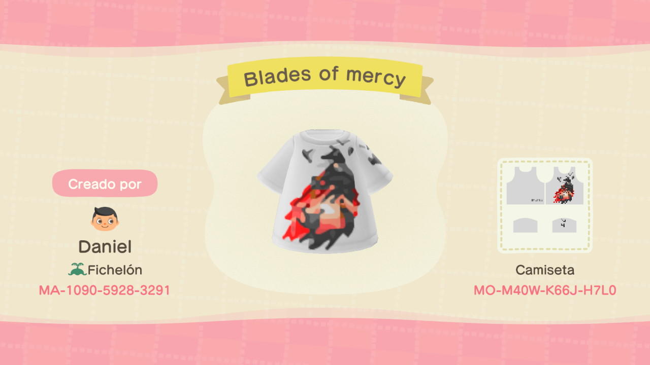 Animal Crossing Design Code: MO-M40W-K66J-H7L0 Blades of Mercy