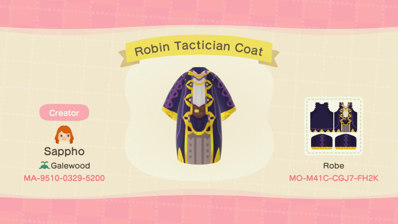 Animal Crossing Design Code: MO-M41C-CGJ7-FH2K Robin Tactician