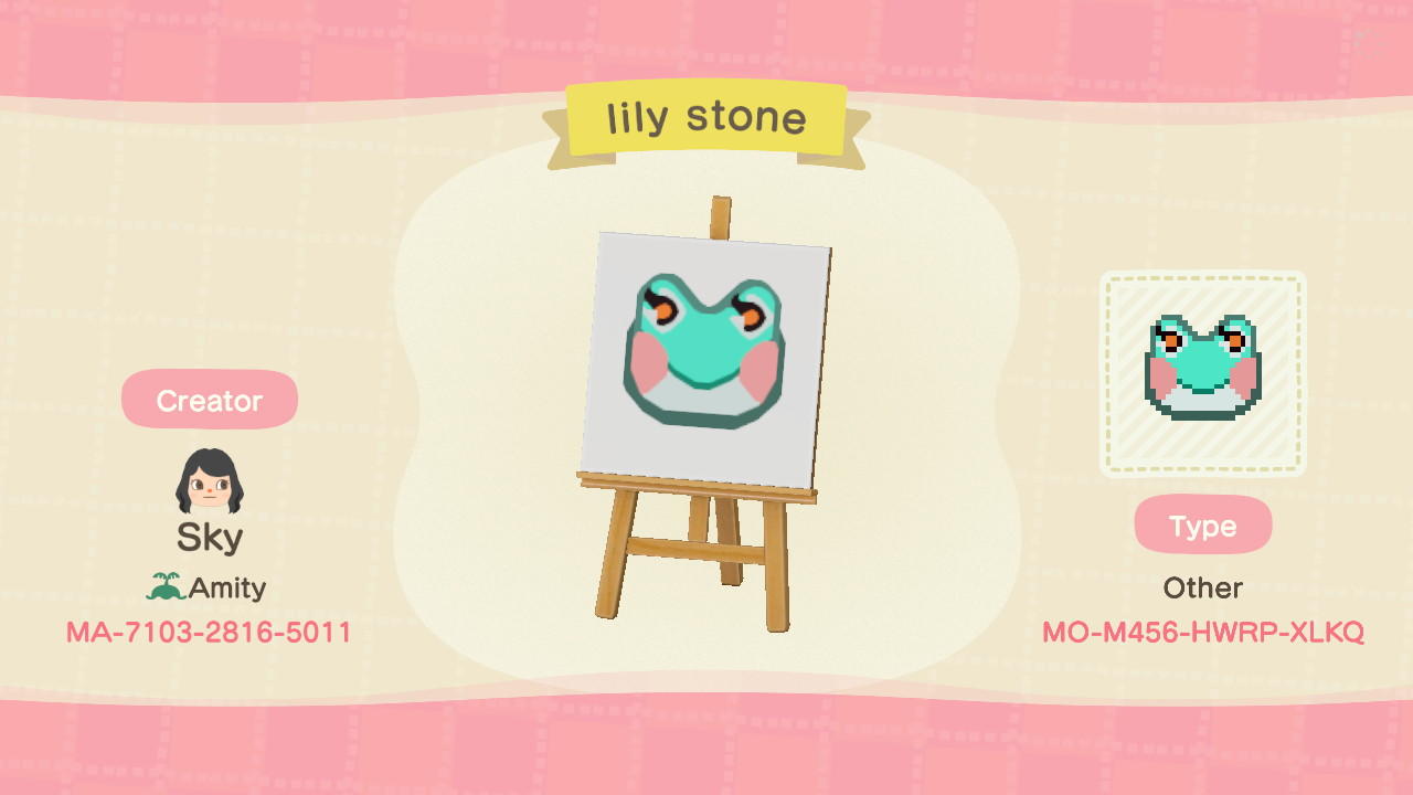 Animal Crossing Design Code: MO-M456-HWRP-XLKQ Lily Stone