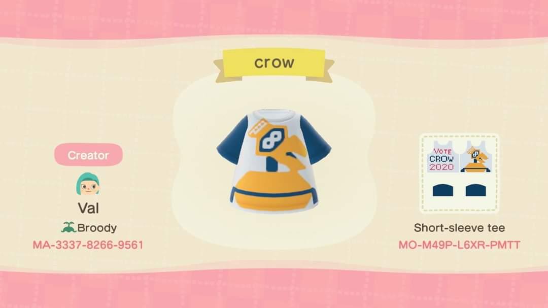 Animal Crossing Design Code: MO-M49P-L6XR-PMTT Crow 2020