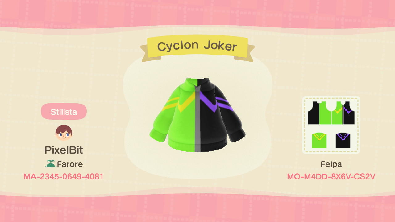 Animal Crossing Design Code: MO-M4DD-8X6V-CS2V Cyclon Joker