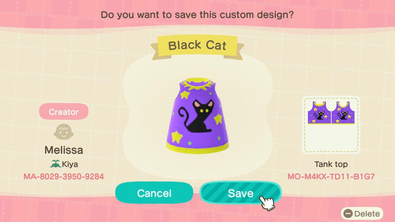 Animal Crossing Design Code: MO-M4KX-TD11-B1G7 Black Cat