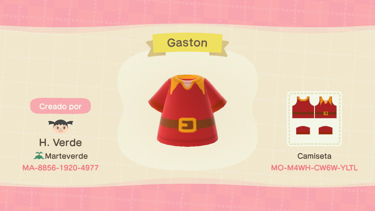 Animal Crossing Design Code: MO-M4WH-CW6W-YLTL Gaston