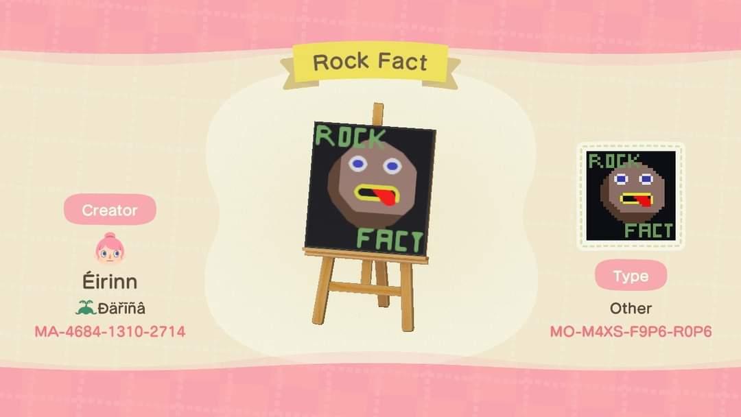 Animal Crossing Design Code: MO-M4XS-F9P6-R0P6 Rock Fact
