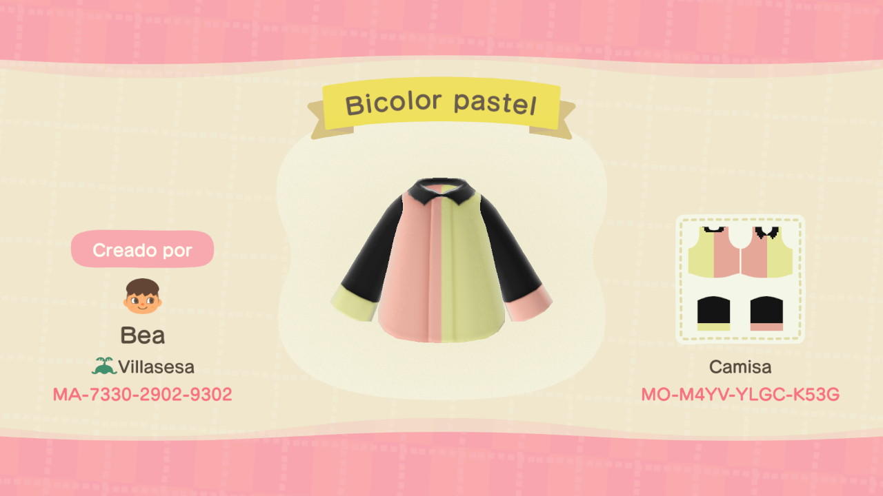 Animal Crossing Design Code: MO-M4YV-YLGC-K53G Bicolor pastel
