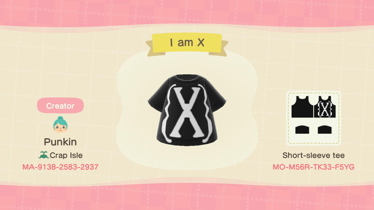 Animal Crossing Design Code: MO-M56R-TK33-F5YG IAMX Band Tee