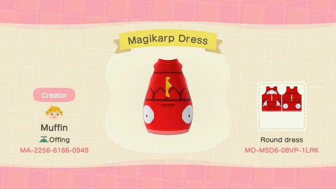Animal Crossing Design Code: MO-M5D6-08VP-1LRK Magikarp Dress