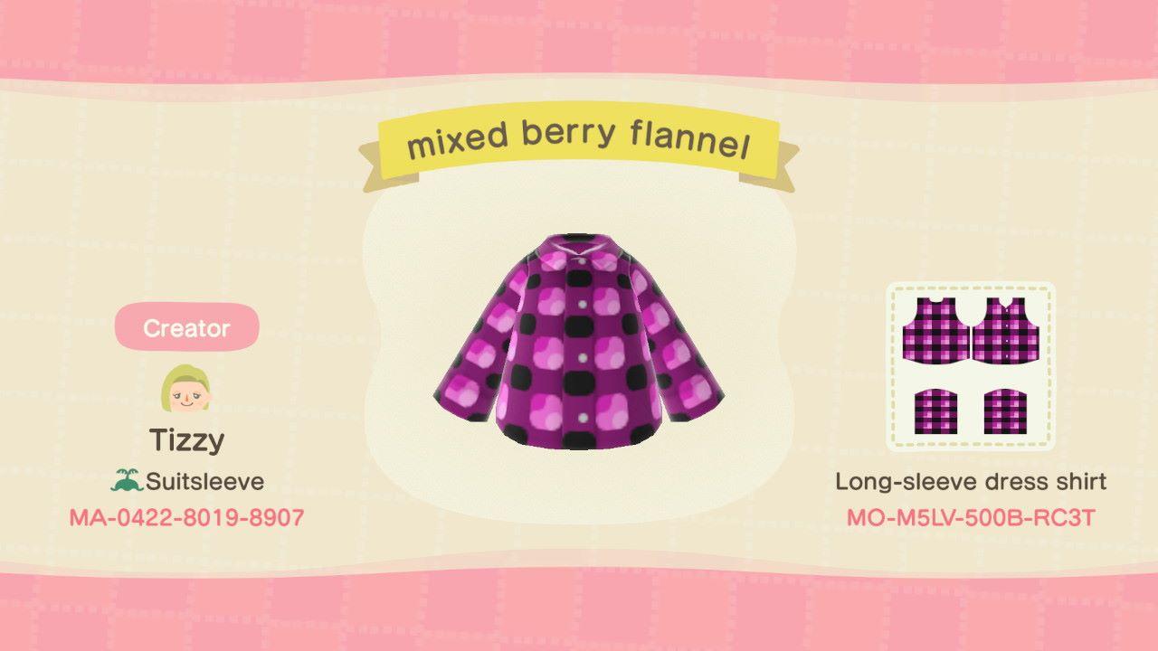 Animal Crossing Design Code: MO-M5LV-500B-RC3T mixed berry flannel